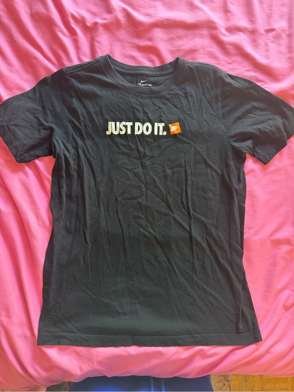 Nike Kids Black 'Just Do It.' Logo Tee with Orange Swoosh Accent